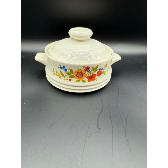VTG 1980’s Sweet Flowers Bake Serve'n Store Stoneware Single Serve Dish w/lid - Picture 3 of 5